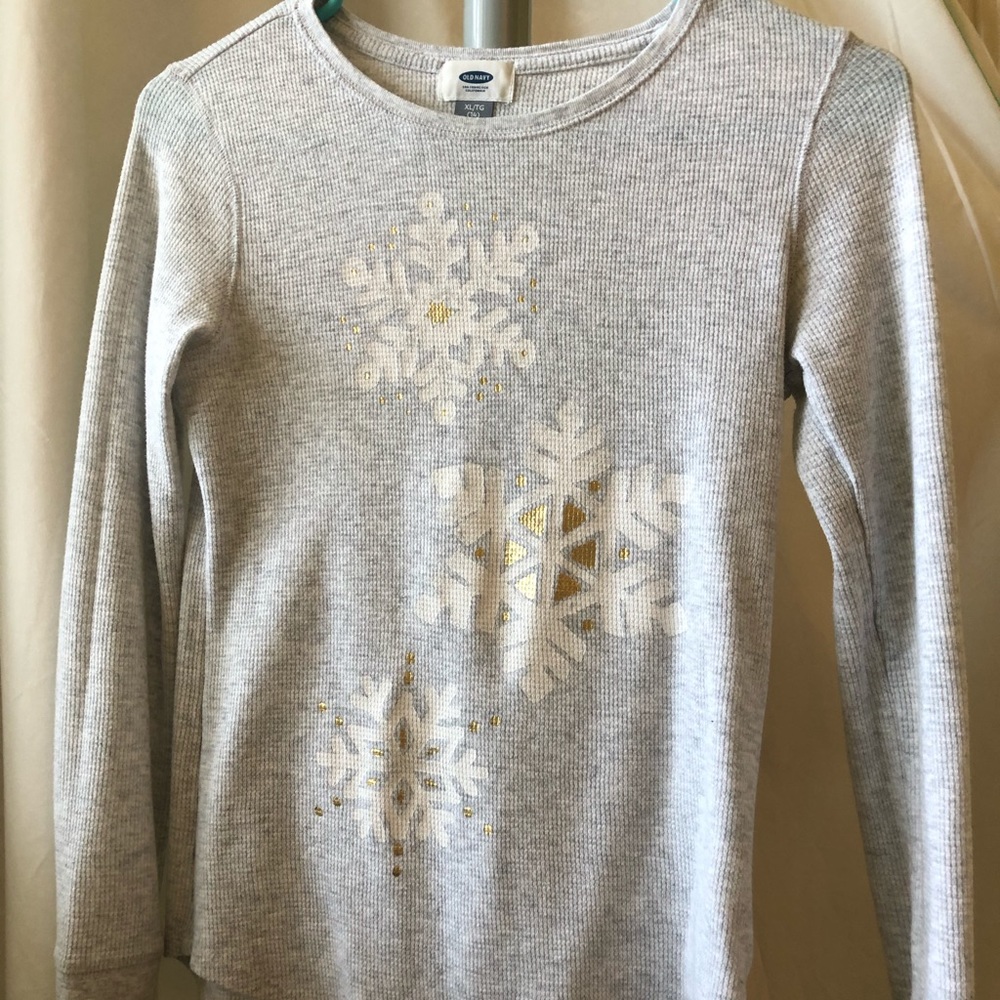 Girls Grey Snowflake Tee